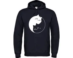 Yin Yang Cats - Unisex Hoodie - XL - Zwart