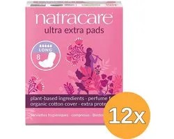 12x Natracare Maandverband Ultra Extra Pads Long (8 stuks)