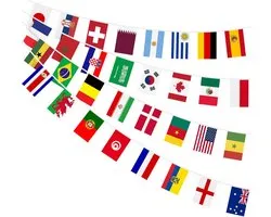 Wereldbeker 2022 Bunting Flag, 10m Double Sides Stof Kleine Bunting Banner, 32 Football Team Nation Vlaggen voor 2022 World Cup Eurovisie Party Decoraties