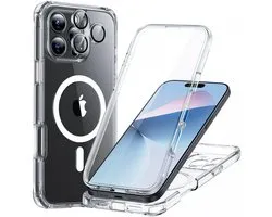 ESR Armor Tough HaloLock Hoesje Geschikt voor Apple iPhone 16 Pro Max | Compatibel met MagSafe | Ingebouwde Screen Protector | Kickstand | Full Protect | Camera Bescherming | Transparant