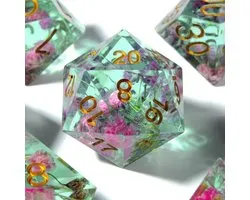 Dés de taverne - SUMMER COURT - Set de dés de fleurs séchées - Set de Dés de Bloem séchées - Dés Donjons & Dragons - Pathfinder - RPG