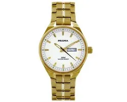 Montre Prisma P.2435 Century couleur or cadran blanc cassé jour/date