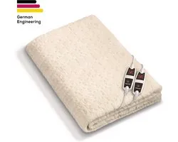 Beurer Elektrische onderdeken 2 persoons - Elektrische deken 150x160cm - 2 Schakelaars - Snelle opwarming - BSS (Beurer Safety System) - Fleece/Teddy - Wit
