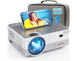 UpLiving® LCD Mini Beamer met WiFi | Met Bluetooth | Native Full HD | 10.000:1 Contrastratio | 8.000 Lumen | Projector - Mini Beamer - Draagbare Pocket Beamer - Afstandsbediening - Draagtas