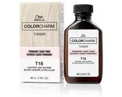 Wella Color Charm Toner liquide Permanent - T18 Blond cendré le plus clair - Wella Toner - Toner capillaire - Blond platine - Platinum - Blond cendré - Blond cendré - Anti jaune - Anti Yellow - NOUVEL EMBALLAGE