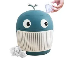Jauhmui Mini Table Waste Bin with Lid Plastic for Desk (Blue) - ShopVlot