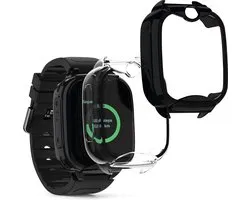 kwmobile 2x cover geschikt voor Xplora XGO 2 - Fitnesstracker cover van gehard glas en kunststof frame set zwart / transparant