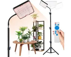 Epochglo LED Kweeklamp op Staander - Verstelbare Groeilamp met Timer, 10 Helderheidsniveaus & 246 LEDs Full Spectrum - voor Kamerplanten, Zaailingen en Kruiden Binnenshuis