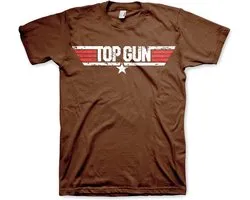 Top Gun T-shirt met verweerd logo, bruin