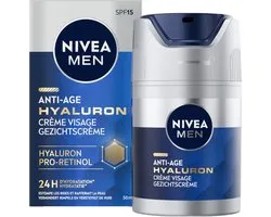 NIVEA MEN Anti-Aging Hydraterende Gezichtscreme met SPF 15 - Anti-Age Moisturizer - normale en rijpe huid - Hyaluronzuur - 50 ml