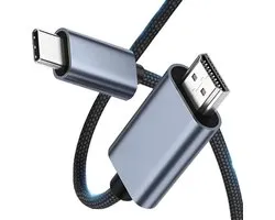 USB C naar HDMI Kabel - 2 Meter - 4K@60Hz - HDMI Adapter naar USB C - Geschikt voor MacBook Pro, MacBook Air, iPhone 16 en 15 Series, iPad Pro, iMac, Samsung Devices, Chromebook, Dell en HP - Zwart