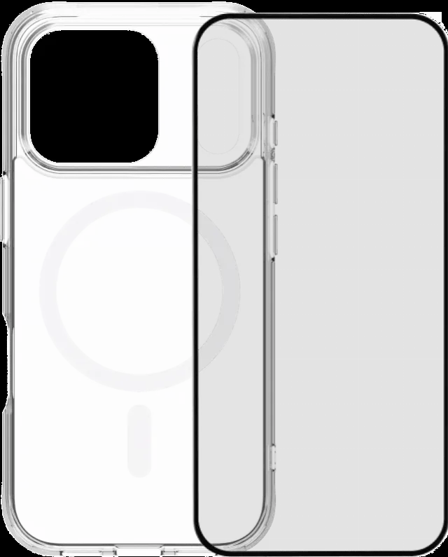 BlueBuilt Protective Back Cover avec MagSafe iPhone 17 Pro Transparent + BlueBuilt iPhone 17 Pro Protège-écran Verre