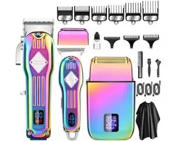 Set de Tondeuses & Tondeuse à Cheveux REDOM – Tondeuse Électrique – 0,45-8 mm – Écran LCD – 9 Sabots – Coupe & Coiffure – Usage Domestique – Inox – Dégradé