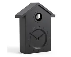 Cheqo® Pendule Coucou Moderne - Horloge Murale - Coucou Minimaliste - Cuckoo Clock - Horloge Coucou Noire - Horloge - Coucou pour Enfants - Coucou pour Salon - Pendule Coucou - Horloge Oiseau