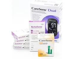 CareSens Dual glucose en ketonen startset, (voordeelpakket) incl. 50 KetoSens Ketonen strips en 100 lancetten