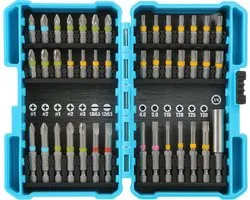 SureTorq 42pcs Schroefbitset Professional PH, PZ, TORX, HEX, SL color coded bits with magnetic bit holder gereedschap
