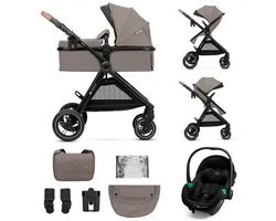 Kinderkraft ESME PRO 3-en-1 Poussette – combinaison multifonctionnelle avec nacelle – poussette et siège auto – Beige