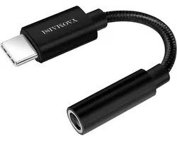 YAOMAISI Q16 10 cm 3,5 mm audio vrouwelijk naar USB-C / Type-C mannelijke adapterconverter, voor Galaxy S8 & S8 + / LG G6 / Huawei P10 & P10 Plus / Oneplus 5 / Xiaomi Mi6 & Max 2 en andere smartphones (zwart)