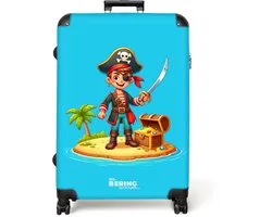 NoBoringSuitcases.com® - Koffer groot - Reiskoffer lichtgewicht - Stoere piraat met zwaard en schatkist - Rolkoffer met 4 wielen - Grote trolley XL - 98 liter bagage
