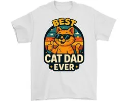 Grappig Kat Vader Shirt – BEST CAT DAD EVER – Vaderdag Outfit – Unisex T-Shirt voor Dames & Heren – Leuk Cadeau