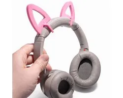 Oreilles de Chat à Clipser Pour Casque Sony WH-1000XM4 - Accessoire Oreilles de Chat Amovibles - Décoration Casque Gaming Cosplay - Design Réglable - Confort Léger - Ajustement Parfait Sur l'Arceau - Rose