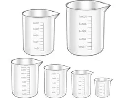 Set van 6 Maatbekers van 25 ml tot 500 ml, Hittebestendig Plastic, Precisie Maatvoering voor Keuken, Laboratorium en Chemische Toepassingen