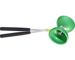 Acrobat Rubber Diabolo Met Aluminium Stokken - Donkergroen