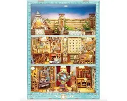 Tonecheer TQ456 Travel Collector Bouwpakket | Miniatuur huisjes pakket modelbouw voor volwassenen | Houten 3D Puzzel | Woonkamer decoratie schilderij | Bewegingssensor led lights verlichting | DIY poppenhuis display collectie