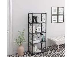 Bibliothèque Soof&Tess - Anthracite - Etagère De Rangement Avec 4 Planches - Salon - Chambre 24 x 39 x 150 cm - ANTHRACITE / Zwart - Planches Ouvertes - Pour Bureau