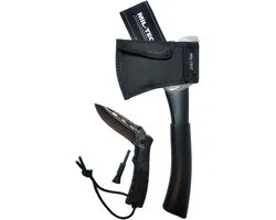 Mil-Tec professionele Bijl + Zakmes One hand knive paracord met fire starter en fluitje - Survival - Outdoor - Camping