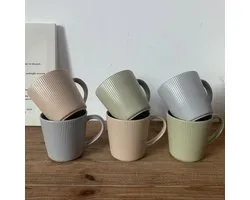 Ensemble de 6 tasses McBecdy - Grandes tasses à café 400 ml - Tasse en céramique mate - Ensemble de tasses à café avec anse - Tasses à café modernes en porcelaine - Compatibles micro-ondes - Multicolores (Couleur 2)
