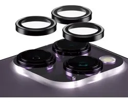 PanzerGlass Optical Hoop Rings Geschikt voor Apple iPhone 14 Pro / 14 Pro Max - Camera Lens Protector Glas - Schokbestendig - Krasbestendig - met Applicator - Zwart