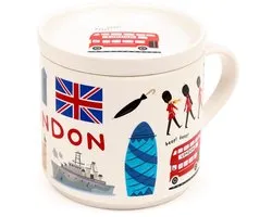 Londen Souvenir Porselein Mok met Onderzetterdeksel Set