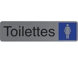 Zelfklevend toiletbord - Dames - Met Franse tekst - Geborstelde aluminiumlook