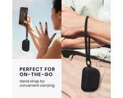 kwmobile oordopjes case geschikt voor Jabra Elite 8 Active hoesje - Oortjes cover met handstrap - In-ear koptelefoon hoes - Silicone in zwart