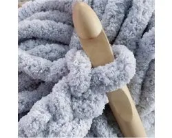 Chunky Wol Grijs - 100% Polyester Chenille - Blanket Chunky Yarn - 250 g - Breigaren - Giant yarn - 2 cm - dik steek - Super chunky wol - Breigaren - Soft - Fluffy