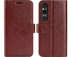 Coque Sony Xperia 1 VI - MobyDefend Wallet Book Case (fermeture arrière) - Marron - Étui pour téléphone portable - Étui de téléphone adapté pour Sony