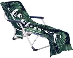 Fansu Lounge stoel strandhanddoek, draagbare microfiber strandstoel covers met zijzak, voor zwembad hotel outdoor vakantie tuin ligstoel fauteuils (donkergroen, 75x210cm)