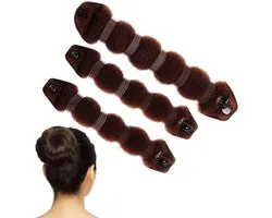 Magic Hair Styling Styler - Heatless Haar Bun Makers - Snap Band Styling Tool - Donut Bun Ring Styler Maker - Sponge Haar Clips - Haar Twist Curling Iron Donut Tools - Bruin - 1 Groot + 2 Klein