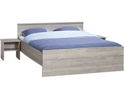 BEUK Bedframe 160X210 cm - Incl. Middenbalk - Donker Grijs Hout - Bavel