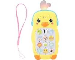 Baby Simulation Mobile Phone, Multifunctional Education Phone Cute Cartoon Pattern Music Sound Light Effect Mobile Phone Toy for Over 6 Months Old (Yellow)