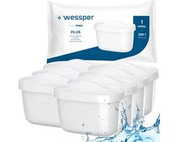 Wessper, waterfilterpatronen voor waterkan, filterpatroon, vervanging voor Wessper, Brita, Dafi, Aquaphor, Wessper Aquamax PLUS, 7 stuks