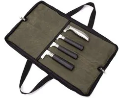 Keuken Gereedschap Tote Bag - Chef Tools Beschermer - Chef Mes Roll Bag - Messenset Opbergtas - 4 Slots Heavy Duty Messen Tas - Kokmesrol - multifunctionele messentas - Messen niet inbegrepen (Legergroen)