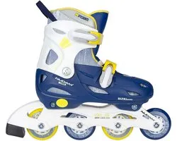 Nijdam Junior Inline Skates Boys Ajustable - Hardboot - Navy Seal - Marine / Jaune - 27-30