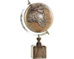 Globe de Décoration /globe marron/doré sur socle en bois de manguier/standard 40 x 22 cm - Topographie des Landen/continents