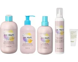 Inebrya - Shampooing Volume Crème Glacée 300ML - Après-Shampooing 300ML - Un 200ML - Mousse 200ML - + Format Voyage Evo Offert