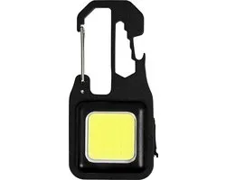 Hofftech Compacte sleutelhanger zaklamp - 380 lumen - oplaadbaar - met karabijnhaak - zwart