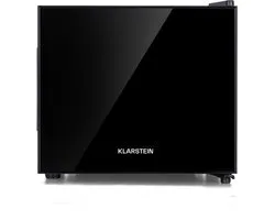 Klarstein Mini-Koelkast Happy Hour Vrijstaande - 9 Liter - Losse Glazen Bodemplaat - 33dB - Koele Frisheid - Voor Gastkamers Of Slaapkamers - Glansrijk - Thermo-elektrisch Koelsysteem - Spiegelglasdeur - praktisch - Elegant - Zwart