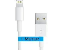 2x Lightning USB oplaad kabel 1 meter Wit voor Apple iPhone 5 / 5S / 5C / 6 / 6 plus / 6S / 6S Plus / 7 / 7 Plus / iPod Touch & iPad 4 / Air /Retina en Mini Oplaadkabel oplader