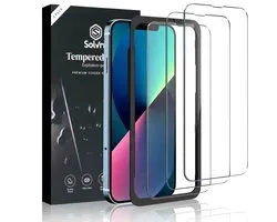 Screenprotector - Geschikt voor iPhone 16 Pro - Gehard Glas Screenprotectors - Tempered Glass - Transparant - 3 Stuks - Incl. Montageframe
